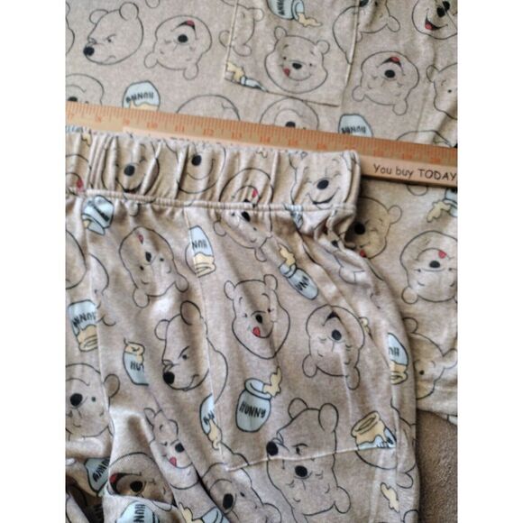 Disney Pajama Set Women XL Tan Winnie the Pooh Lightweight Long Sleeve Crew Neck - Picture 9 of 10